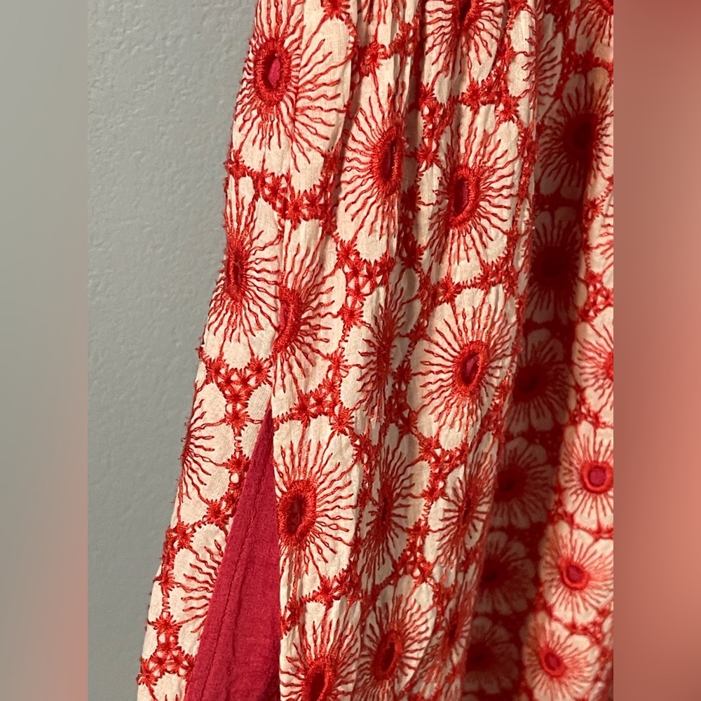 Anthropologie Fei Pink Lace Dress Fit Flare Floral Eyelet Sundress Y2K Size 2 - Picture 6 of 10